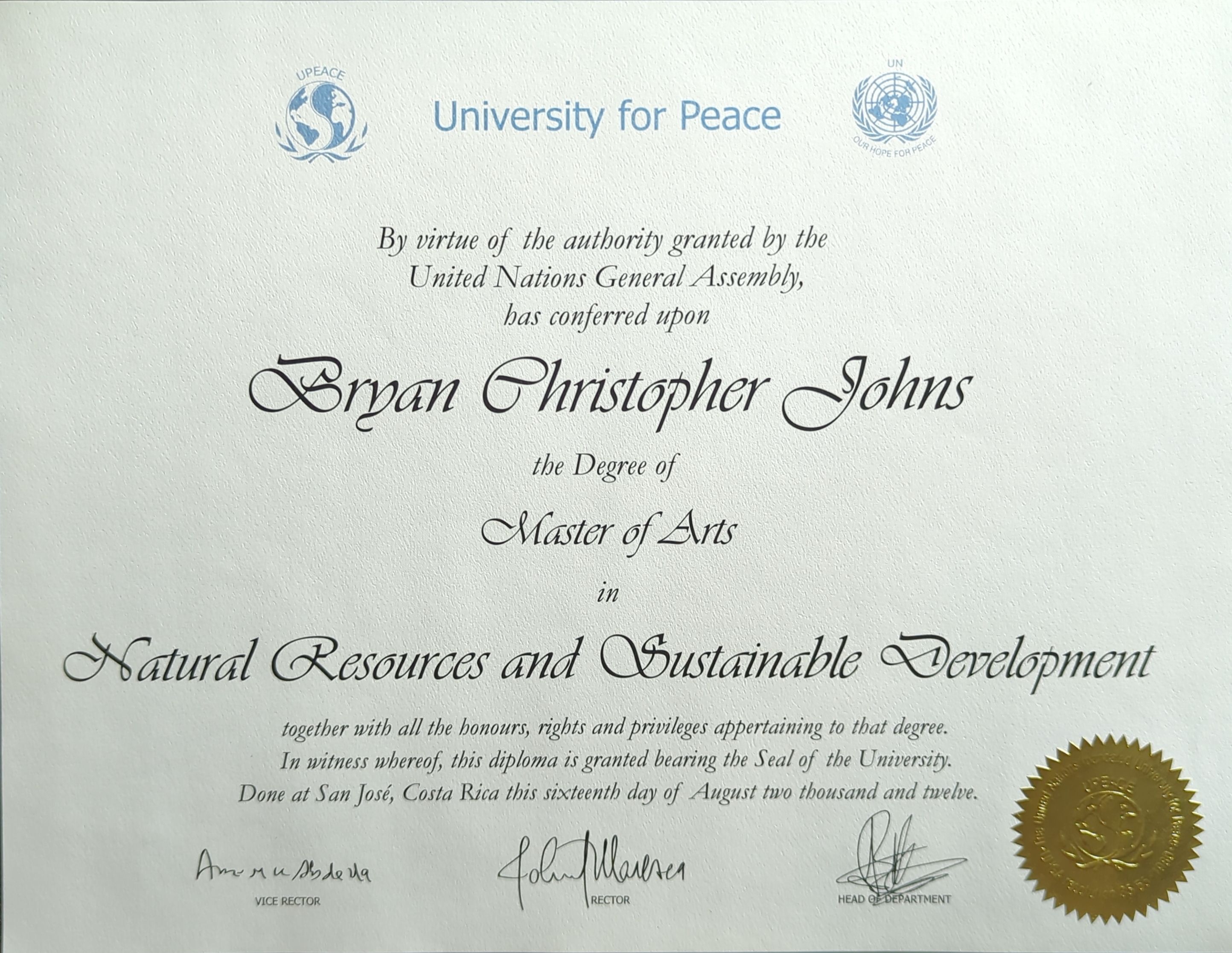 M.A. Natural Resources and Sustainable Development